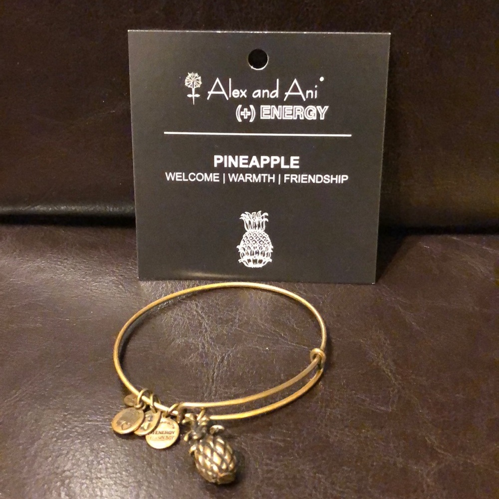 Auth Alex and Ani gold tn Pineapple bracelet
